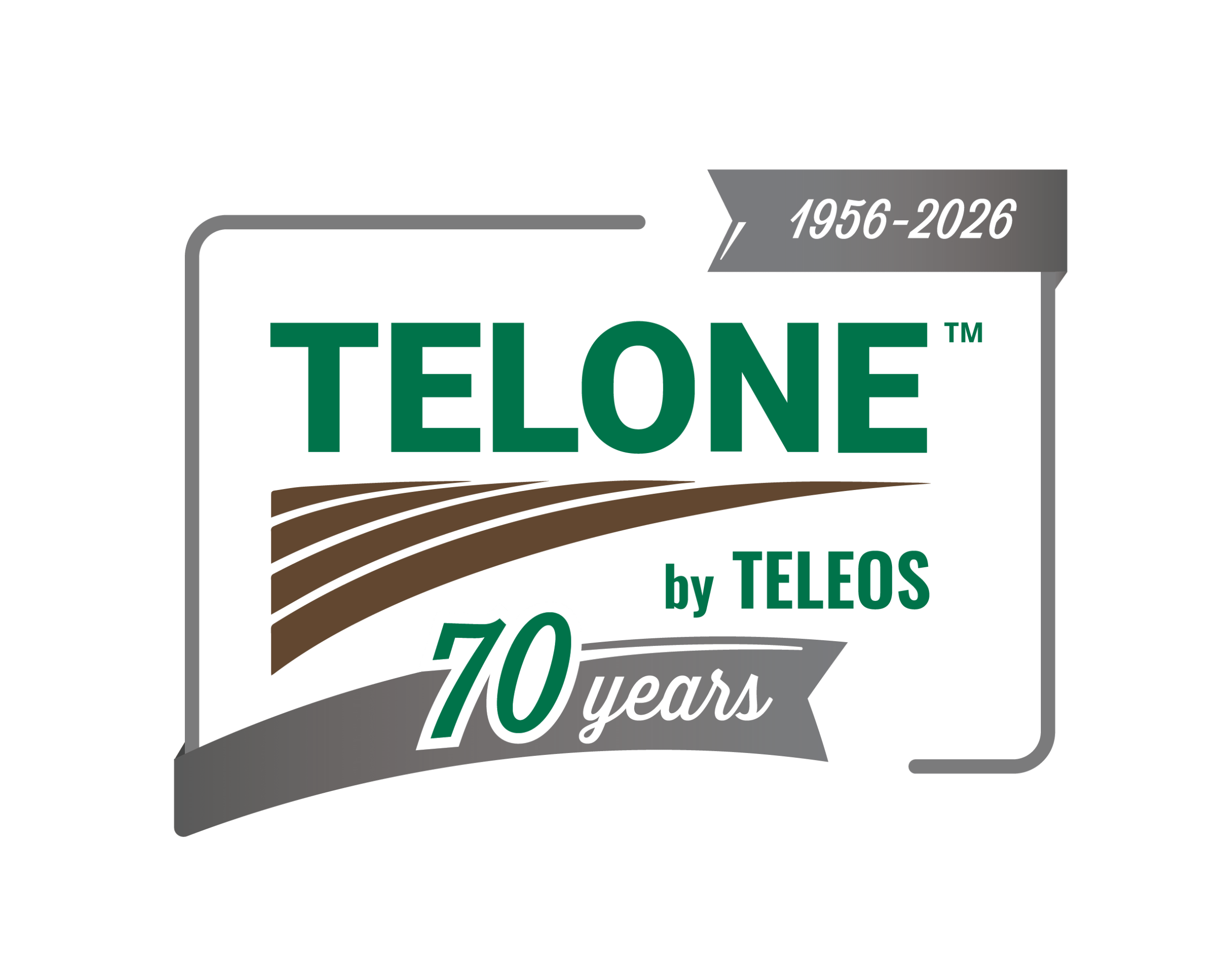 TELONE by Teleos 70th Anniversary logo